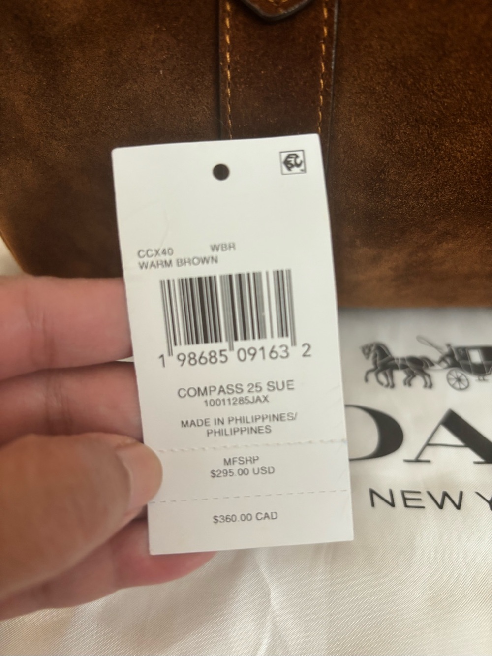 COACH Compass 25 Suede Warm Brown - Picture 6 of 6